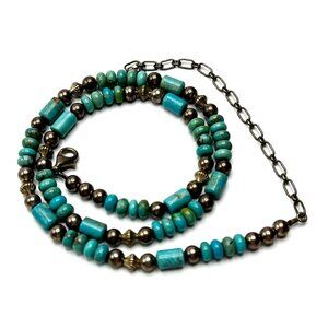Vintage Native American Royston Turquoise, Chrysocolla & Sterling Silver — EUC